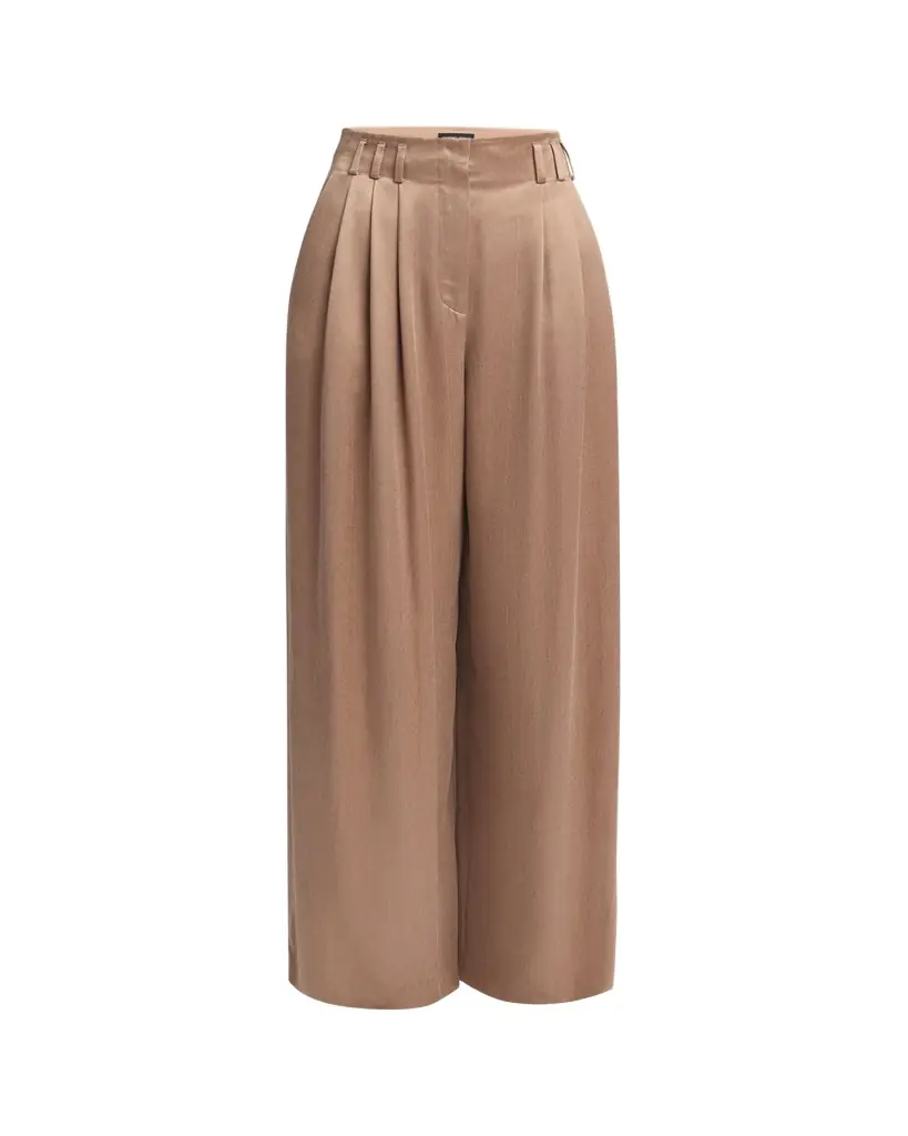 Giorgio Armani Pleated Wide Leg Viscose-Blend Trousers | Image 1 Giorgio Armani Pleated Wide Leg Viscose-Blend Trousers | Image 1