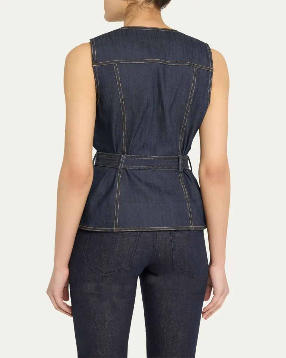 Cinq à Sept Reenee Belted Denim Vest | Thumbnail 3 Cinq à Sept Reenee Belted Denim Vest | Thumbnail 3