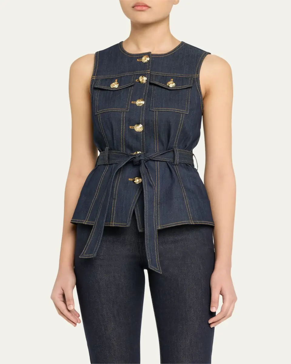 Cinq à Sept Reenee Belted Denim Vest | Thumbnail 4 Cinq à Sept Reenee Belted Denim Vest | Thumbnail 4