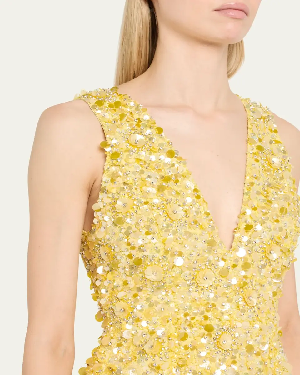 Alice + Olivia Tatum Embellished Deep V Lantern Skirt Mini Gown | Thumbnail 5 Alice + Olivia Tatum Embellished Deep V Lantern Skirt Mini Gown | Thumbnail 5
