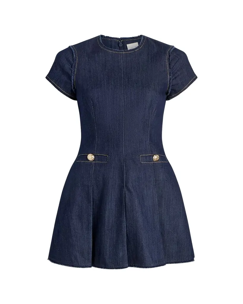 Cinq à Sept Nova Short-Sleeve Denim Mini Dress | Image 1 Cinq à Sept Nova Short-Sleeve Denim Mini Dress | Image 1