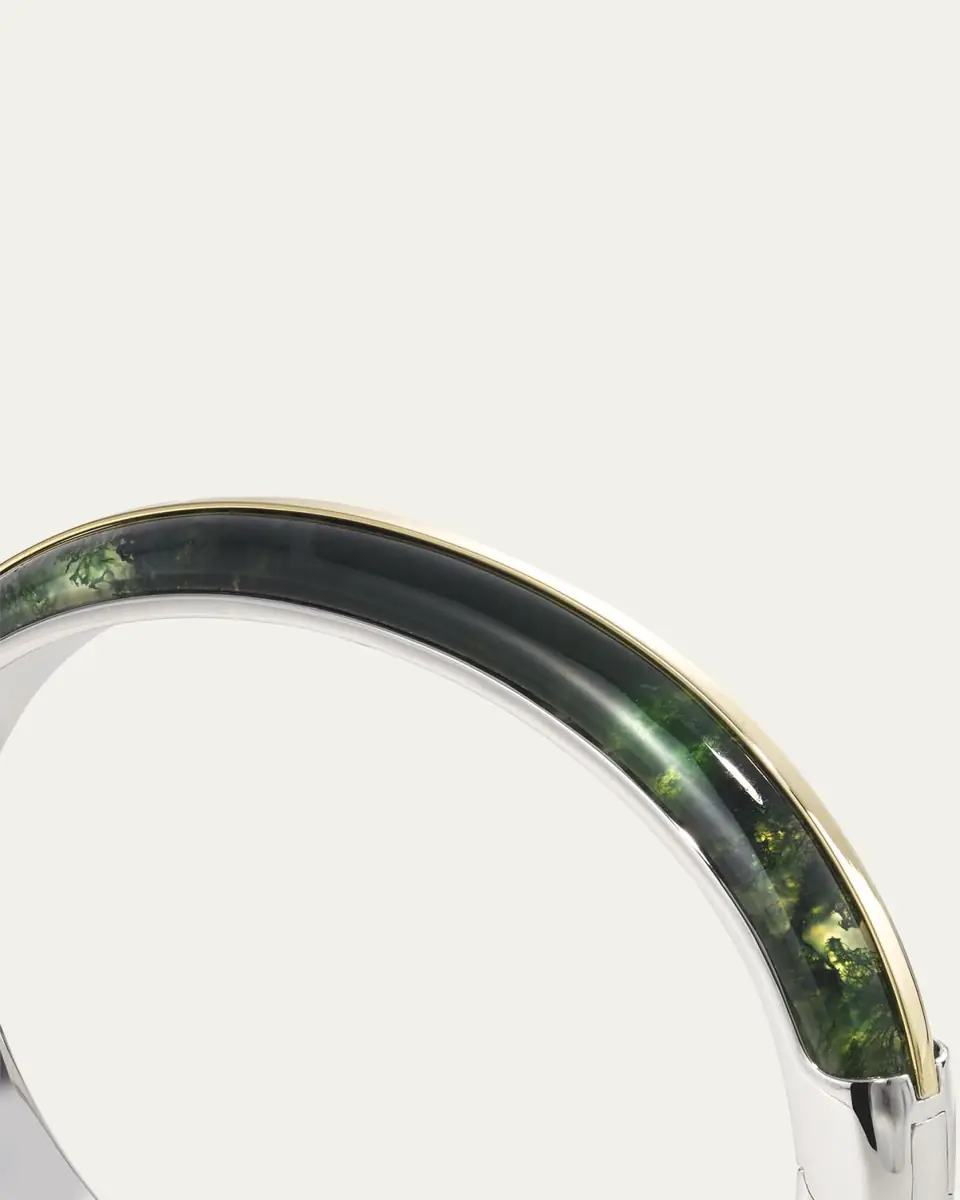 By Pariah Essential Stacking Cuff Bracelet, Moss Agate | Thumbnail 3