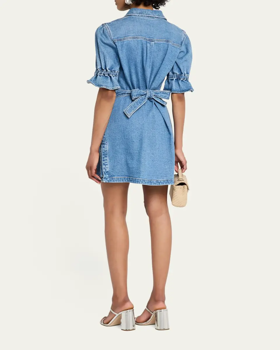Cinq à Sept Nataly Denim Puff-Sleeve Mini Dress | Thumbnail 3 Cinq à Sept Nataly Denim Puff-Sleeve Mini Dress | Thumbnail 3