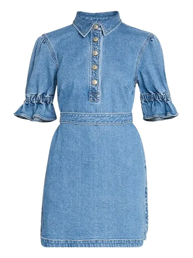Cinq à Sept Nataly Denim Puff-Sleeve Mini Dress