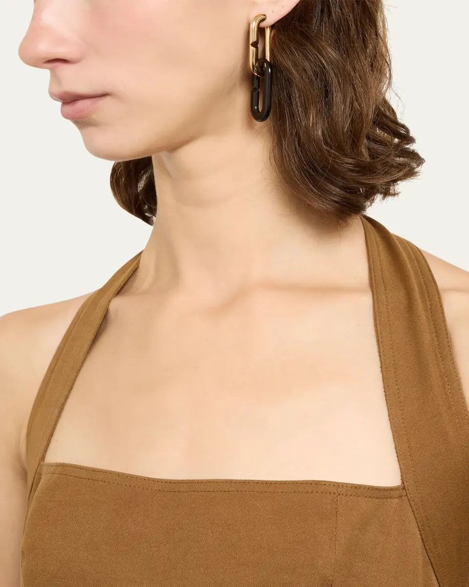 Vhernier Mon Jeu Maxi 18K Rose Gold and Ebony Link Earrings | Thumbnail 2
