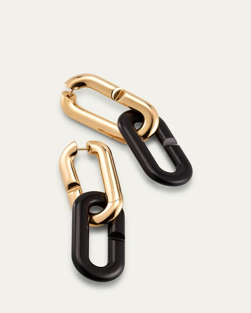Vhernier Mon Jeu Maxi 18K Rose Gold and Ebony Link Earrings | Thumbnail 3