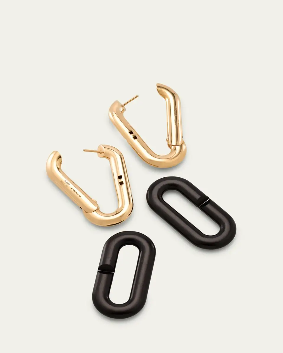 Vhernier Mon Jeu Maxi 18K Rose Gold and Ebony Link Earrings | Thumbnail 4