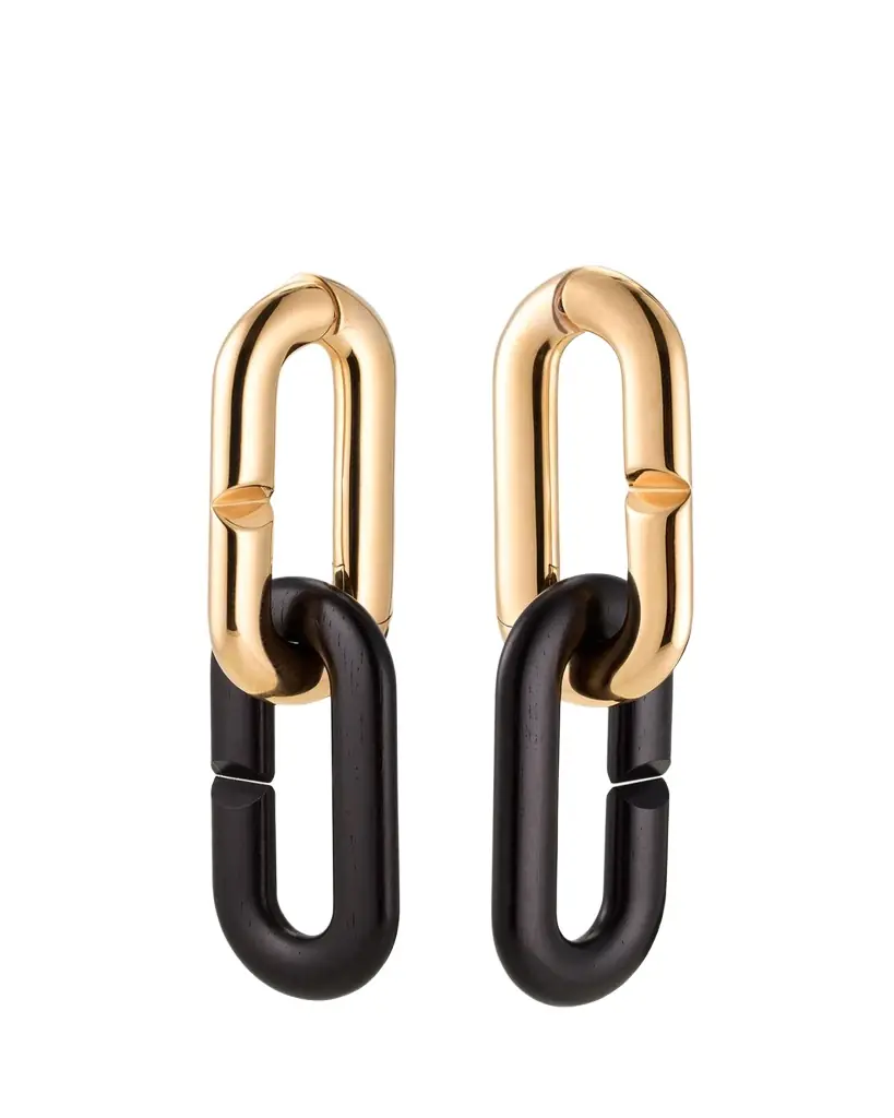 Vhernier Mon Jeu Maxi 18K Rose Gold and Ebony Link Earrings | Image 1 Vhernier Mon Jeu Maxi 18K Rose Gold and Ebony Link Earrings | Image 1