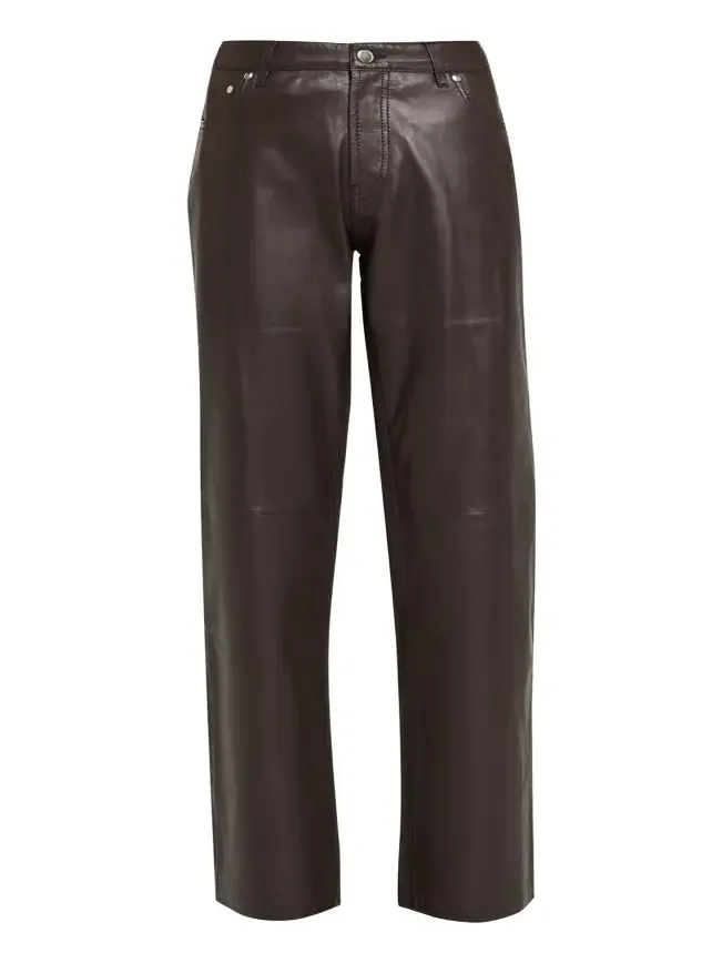 EB Denim Low-Rise Baggy Leather Jeans
