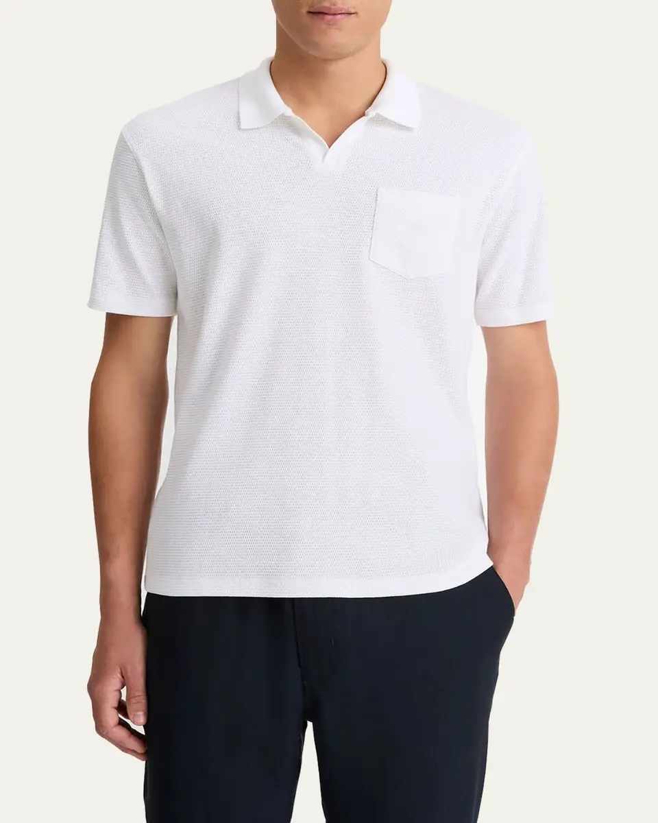 Vince Men's Textured Johnny Collar Polo Shirt | Thumbnail 4