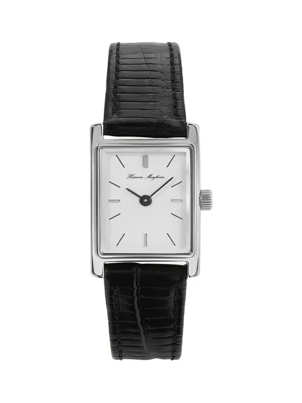 Heaven Mayhem Mini Icon Watch with Leather Strap, Silver