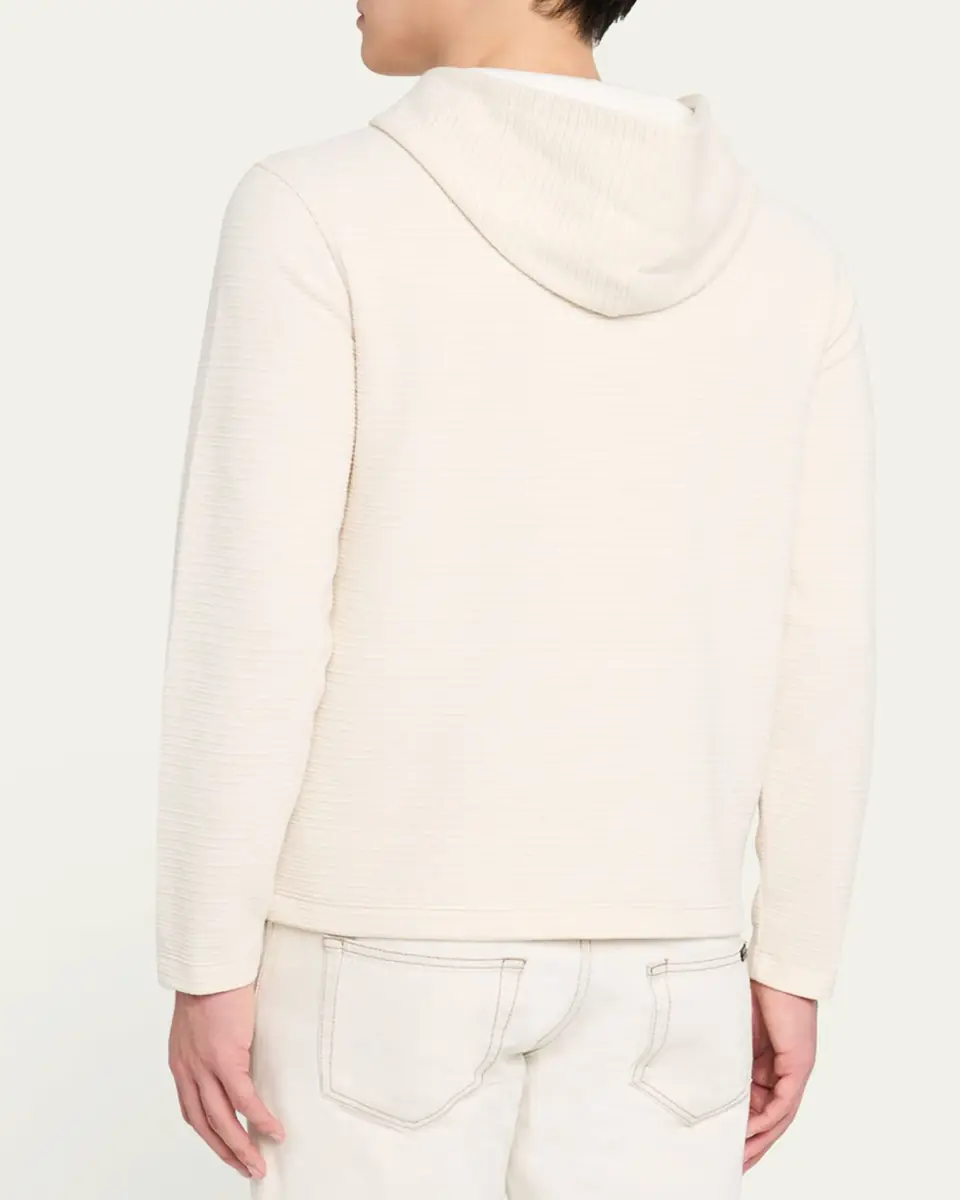 Vince Men's Double-Face Textured Hoodie | Thumbnail 3