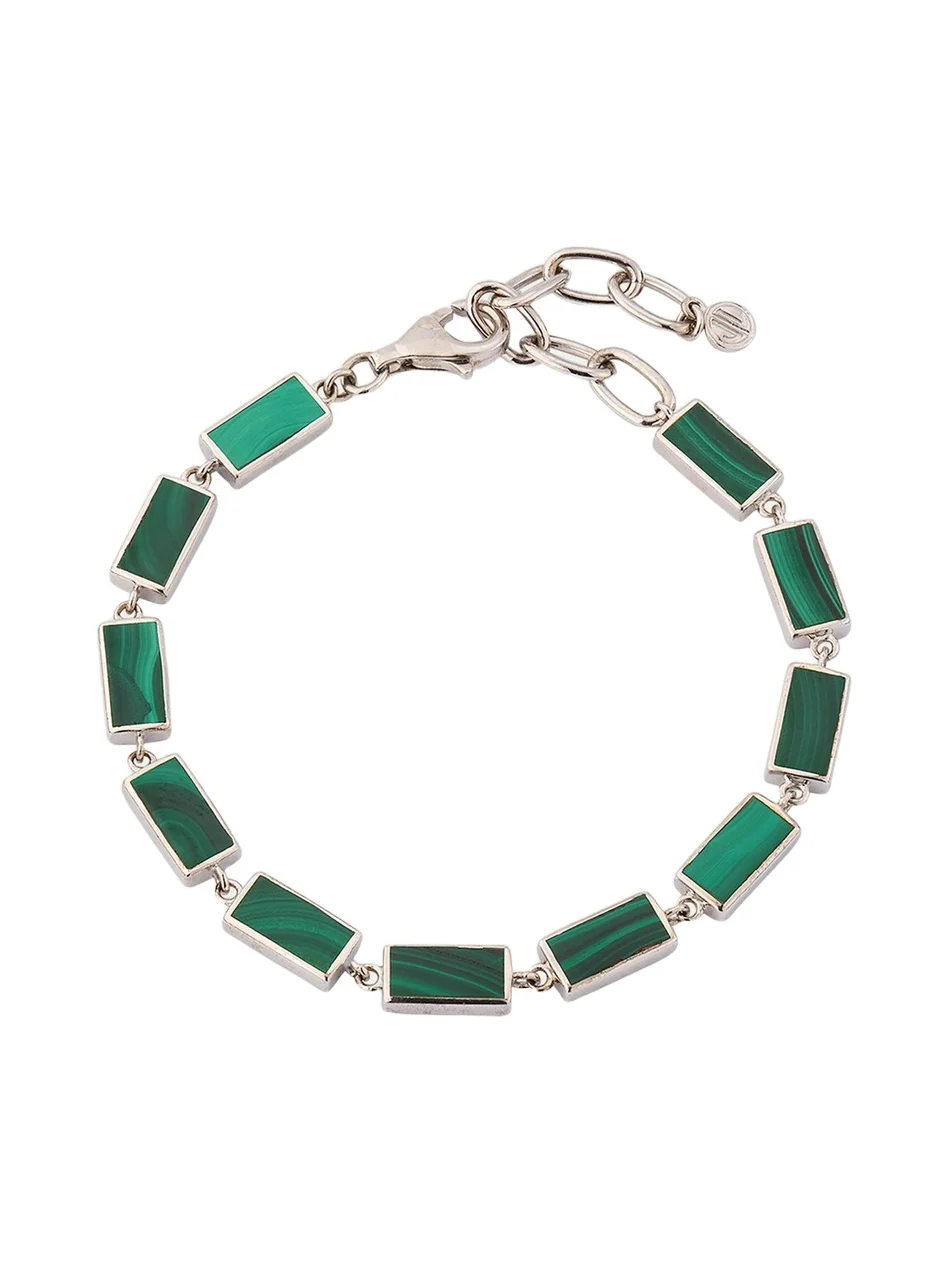 Jan Leslie Men's Malachite Rectangle Link Bracelet