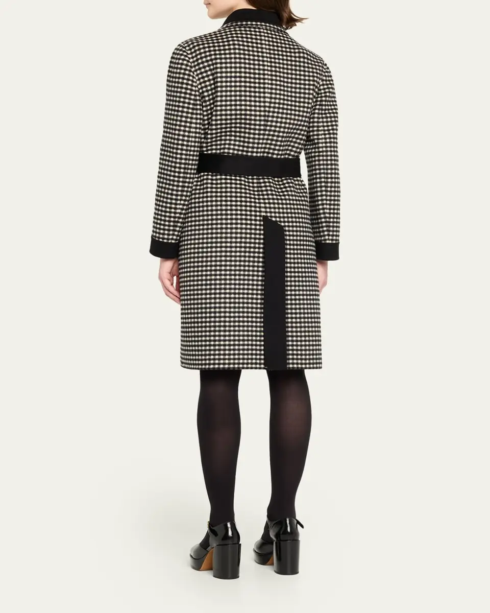 Valentino Garavani Vichy Check Belted Single-Breasted Coat | Thumbnail 3