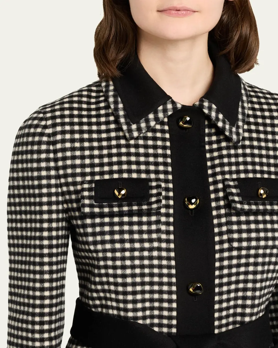 Valentino Garavani Vichy Check Belted Single-Breasted Coat | Thumbnail 5