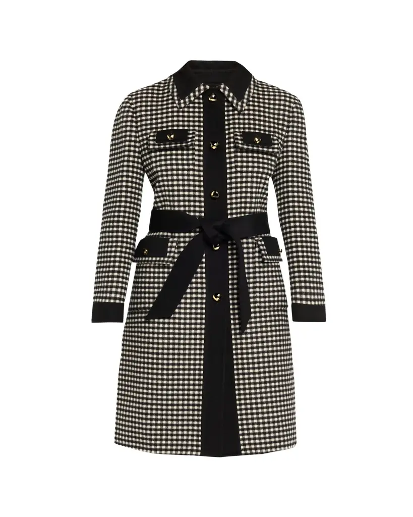 Valentino Garavani Vichy Check Belted Single-Breasted Coat | Image 1 Valentino Garavani Vichy Check Belted Single-Breasted Coat | Image 1