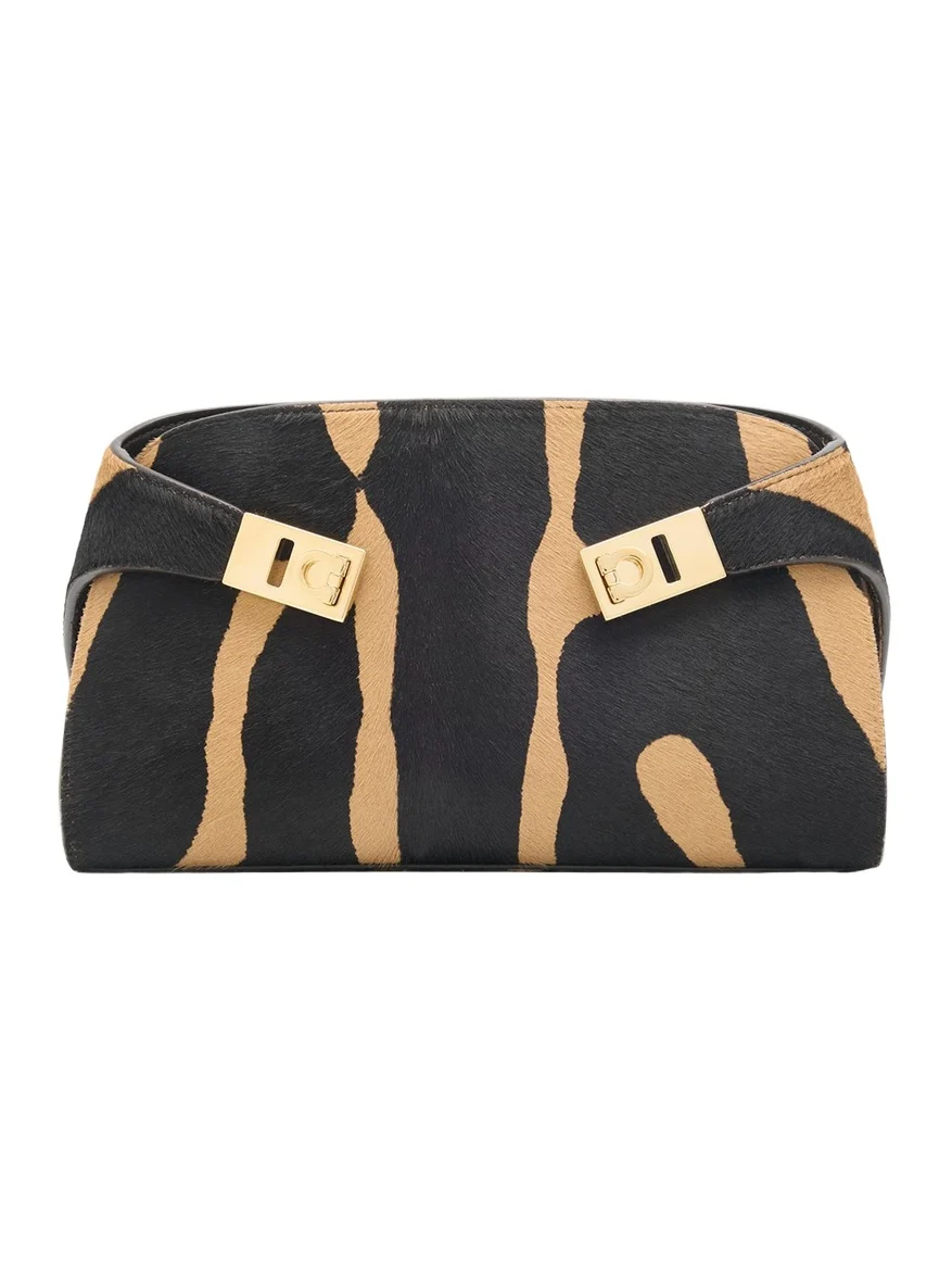 Hug Zebra-Print Calf Hair Shoulder Bag Hug Zebra-Print Calf Hair Shoulder Bag