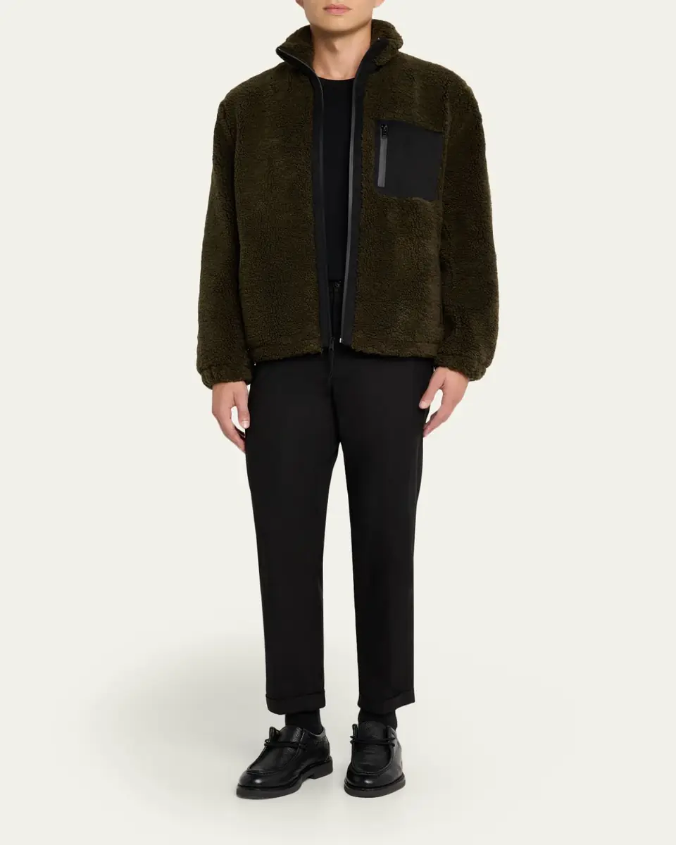 Vince Men's Faux Sherpa Zip-Up Jacket | Thumbnail 2 Vince Men's Faux Sherpa Zip-Up Jacket | Thumbnail 2