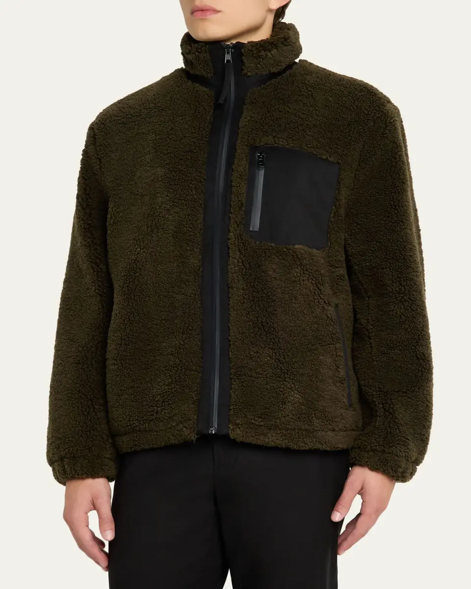 Vince Men's Faux Sherpa Zip-Up Jacket | Thumbnail 4 Vince Men's Faux Sherpa Zip-Up Jacket | Thumbnail 4