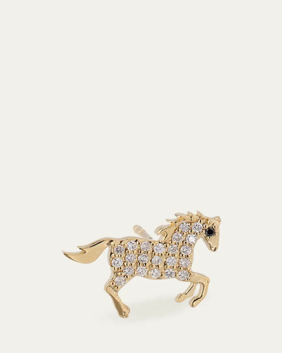 Sydney Evan 14K Yellow Gold Diamond Horse Stud Earring, Single (Right) | Thumbnail 3 Sydney Evan 14K Yellow Gold Diamond Horse Stud Earring, Single (Right) | Thumbnail 3