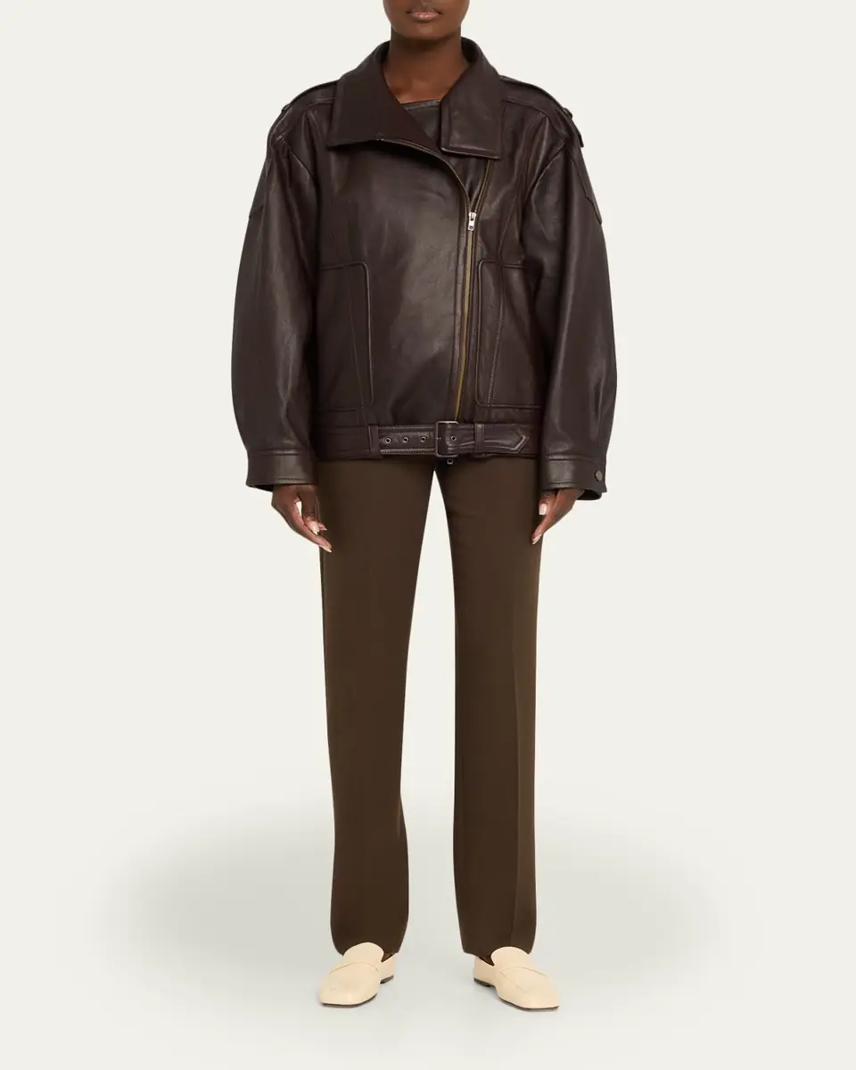 Vince Oversized Leather Aviator Jacket | Thumbnail 2 Vince Oversized Leather Aviator Jacket | Thumbnail 2