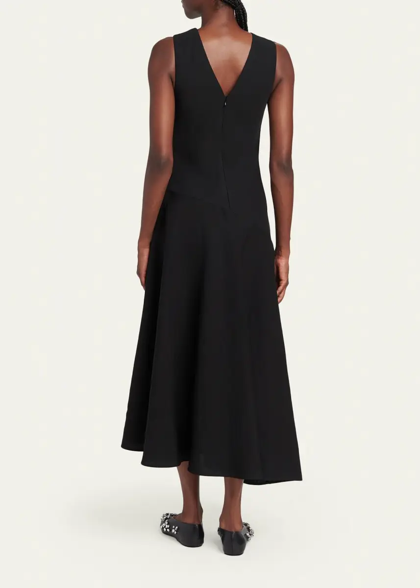 Jil Sander Asymmetric Bow-Shoulder Satin Midi Dress | Thumbnail 3