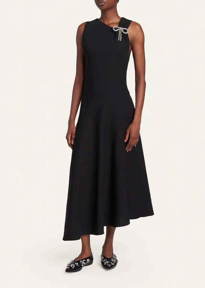 Jil Sander Asymmetric Bow-Shoulder Satin Midi Dress | Thumbnail 4