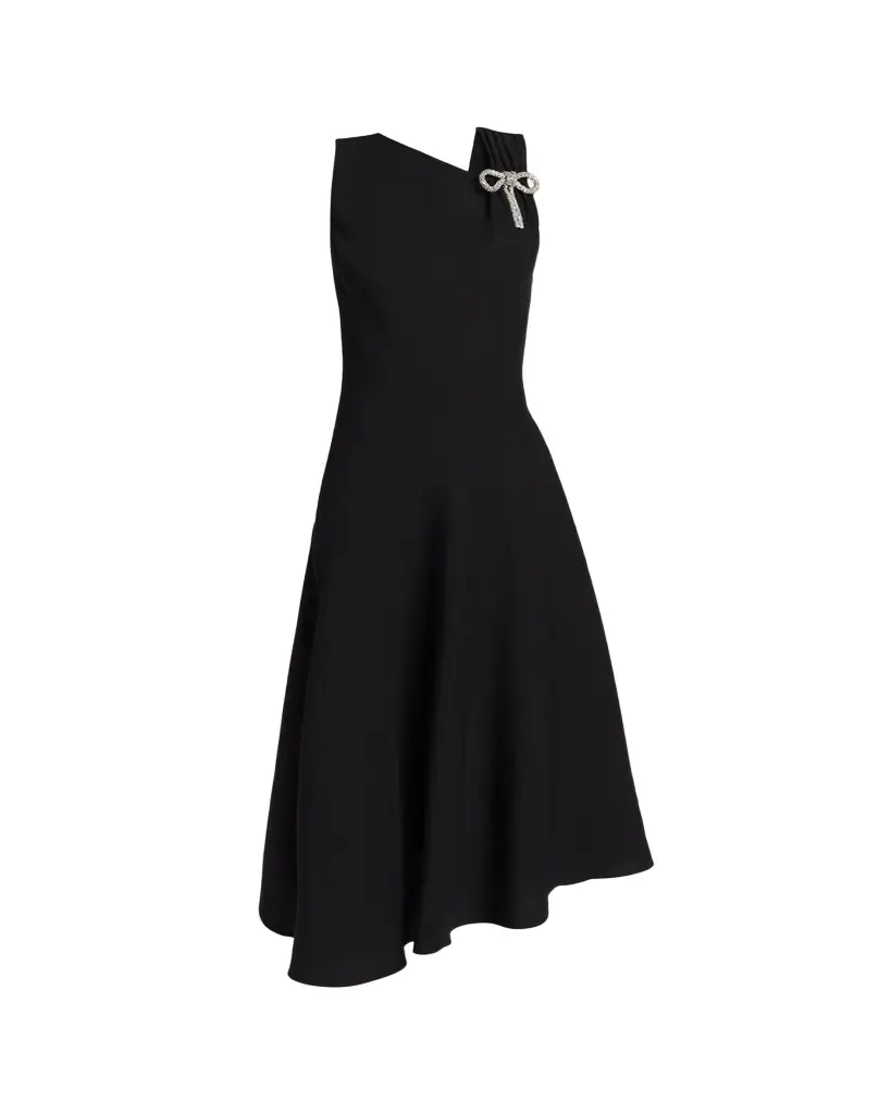 Jil Sander Asymmetric Bow-Shoulder Satin Midi Dress | Image 1 Jil Sander Asymmetric Bow-Shoulder Satin Midi Dress | Image 1