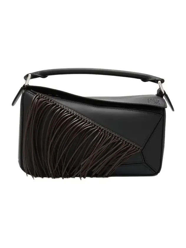 Puzzle Fringed Top-Handle Bag in Leather Puzzle Fringed Top-Handle Bag in Leather