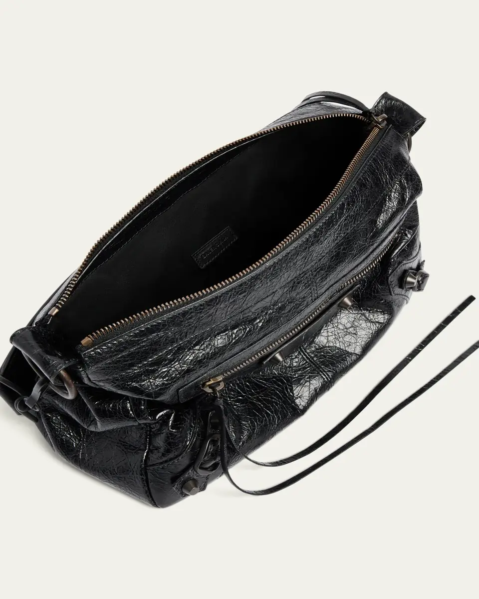 Balenciaga Men's Le City Moto Leather Shoulder Bag | Thumbnail 4