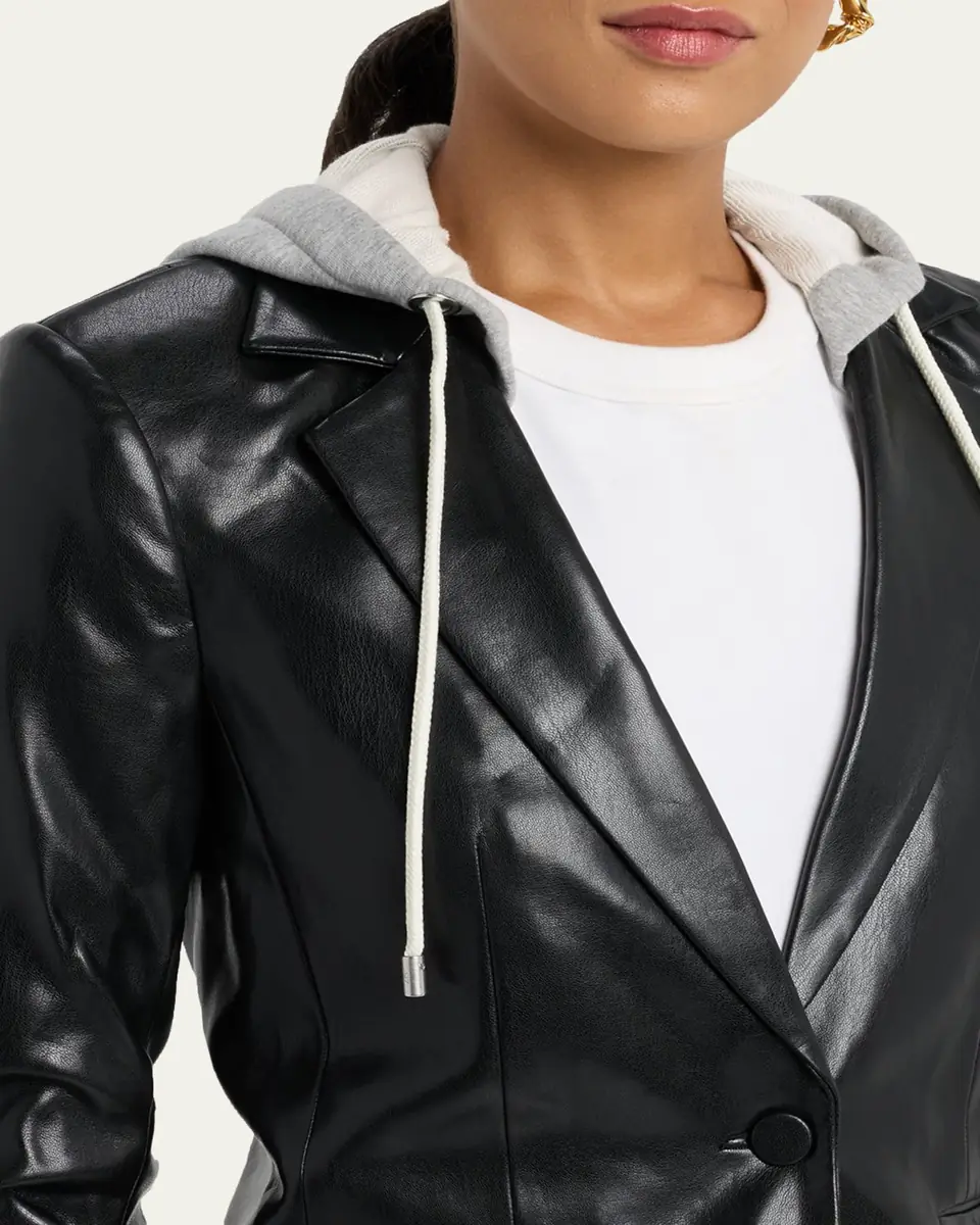 Cinq à Sept Hooded Vegan Leather Combo Blazer | Thumbnail 5 Cinq à Sept Hooded Vegan Leather Combo Blazer | Thumbnail 5