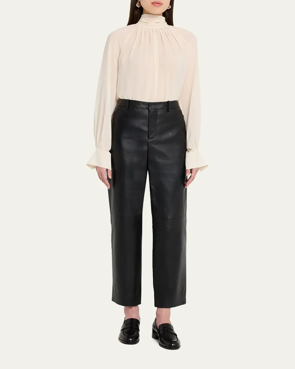 Vince Mid-Rise Straight Leather Pants | Thumbnail 2 Vince Mid-Rise Straight Leather Pants | Thumbnail 2