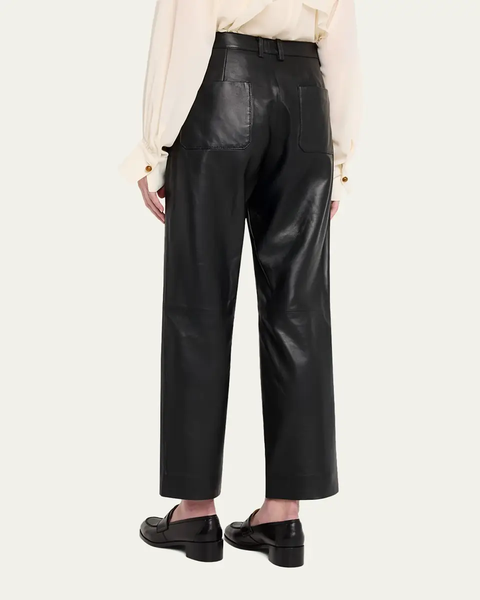 Vince Mid-Rise Straight Leather Pants | Thumbnail 3 Vince Mid-Rise Straight Leather Pants | Thumbnail 3