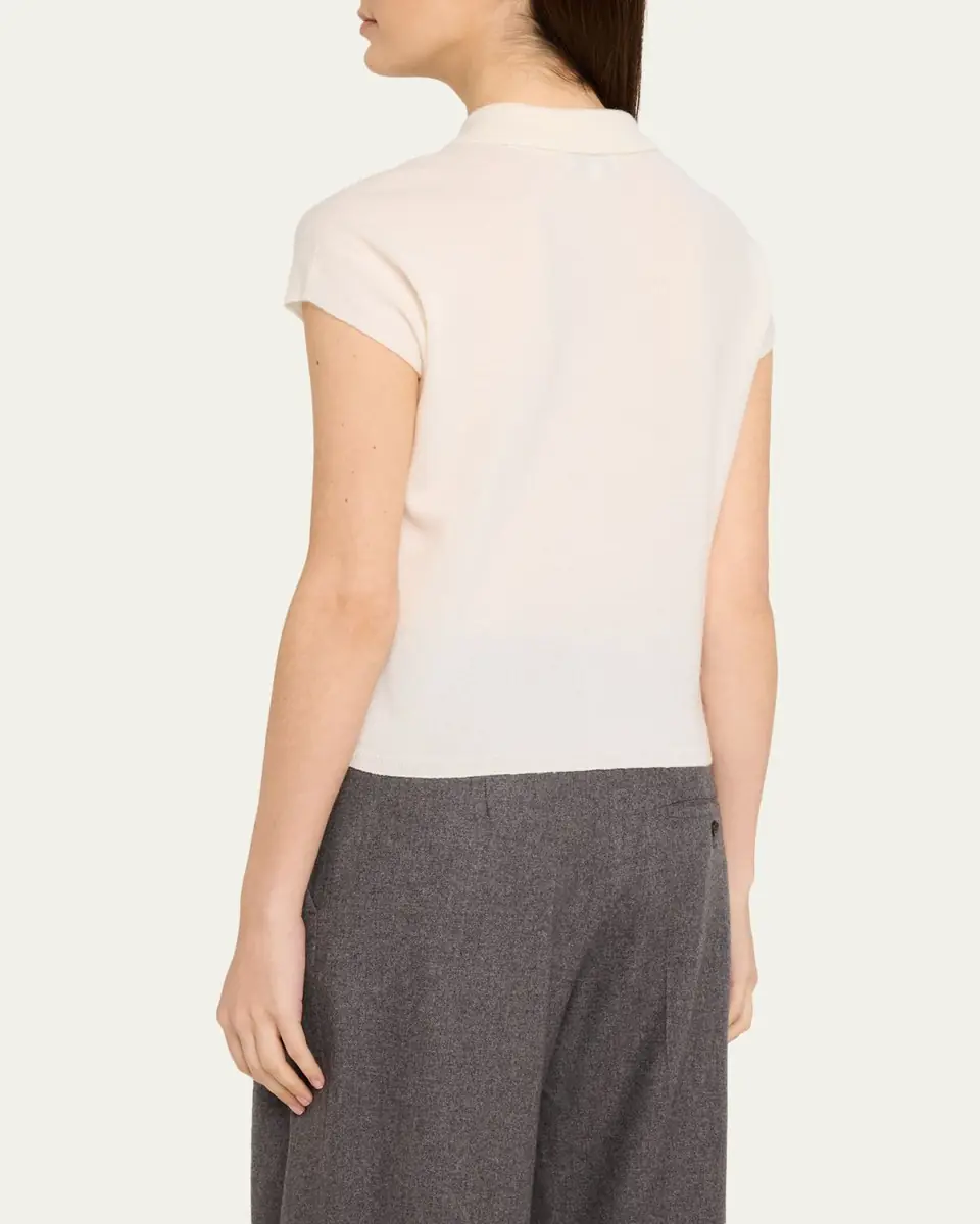 Vince Short-Sleeve Cashmere-Blend Polo Sweater | Thumbnail 3 Vince Short-Sleeve Cashmere-Blend Polo Sweater | Thumbnail 3