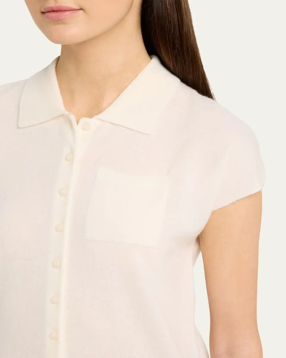Vince Short-Sleeve Cashmere-Blend Polo Sweater | Thumbnail 5 Vince Short-Sleeve Cashmere-Blend Polo Sweater | Thumbnail 5