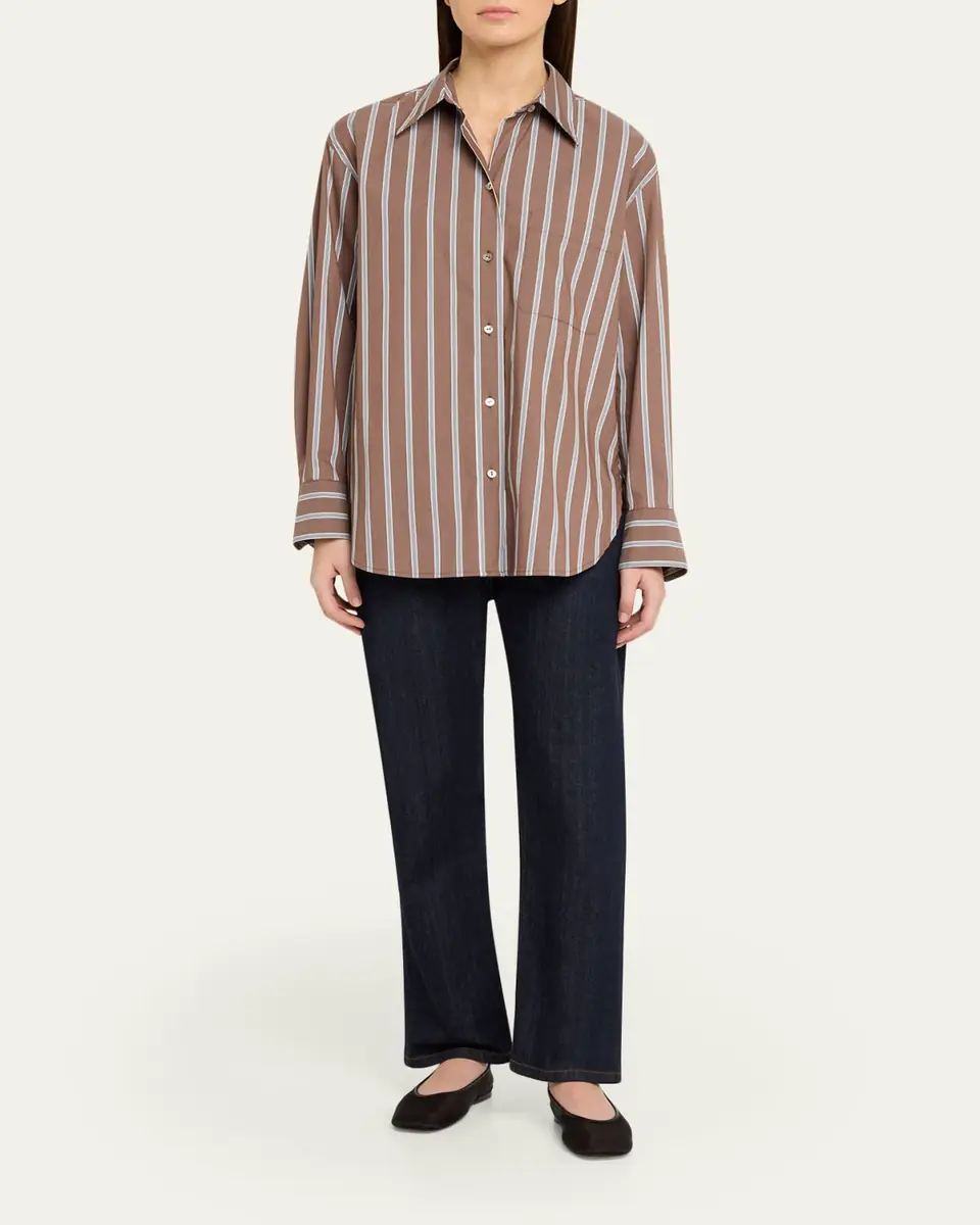 Vince Stripe Button-Front Shirt | Thumbnail 6 Vince Stripe Button-Front Shirt | Thumbnail 6