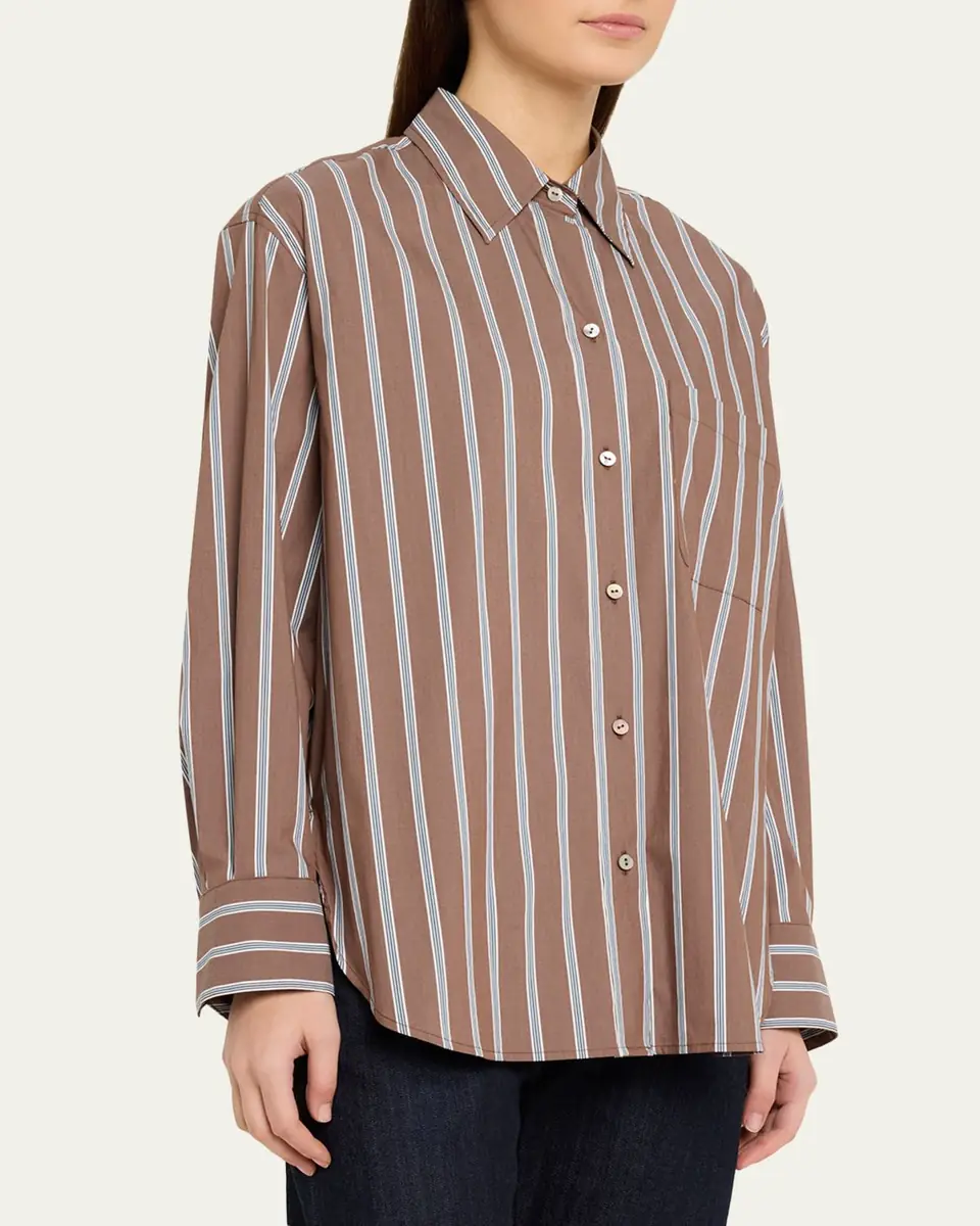 Vince Stripe Button-Front Shirt | Thumbnail 8 Vince Stripe Button-Front Shirt | Thumbnail 8
