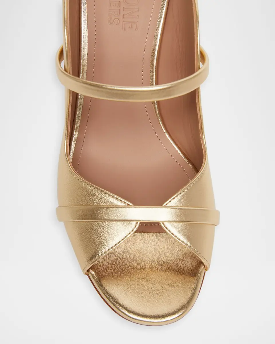 Malone Souliers Norah Metallic Leather Two-Band Block Heel Sandals | Thumbnail 3 Malone Souliers Norah Metallic Leather Two-Band Block Heel Sandals | Thumbnail 3