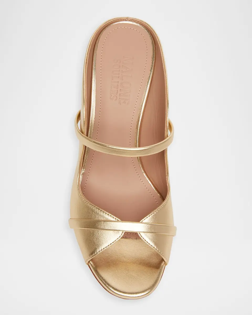 Malone Souliers Norah Metallic Leather Two-Band Block Heel Sandals | Thumbnail 4 Malone Souliers Norah Metallic Leather Two-Band Block Heel Sandals | Thumbnail 4