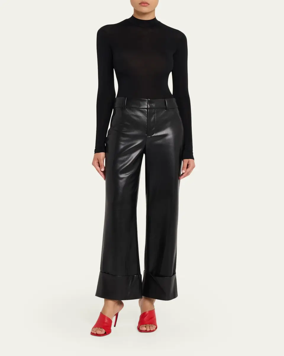 Alice + Olivia Alexander Vegan Leather Cuffed Pants | Thumbnail 2 Alice + Olivia Alexander Vegan Leather Cuffed Pants | Thumbnail 2