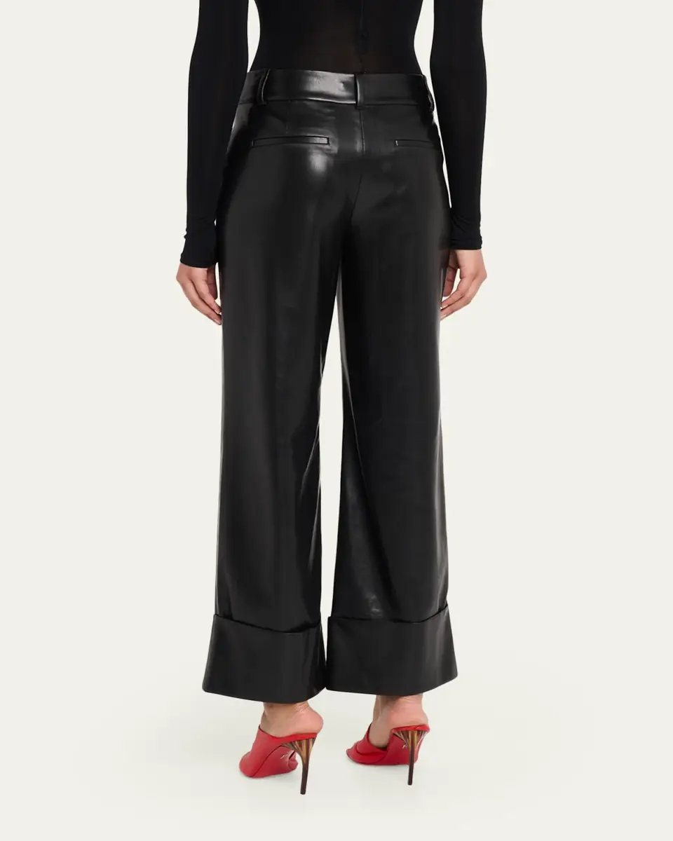 Alice + Olivia Alexander Vegan Leather Cuffed Pants | Thumbnail 3 Alice + Olivia Alexander Vegan Leather Cuffed Pants | Thumbnail 3