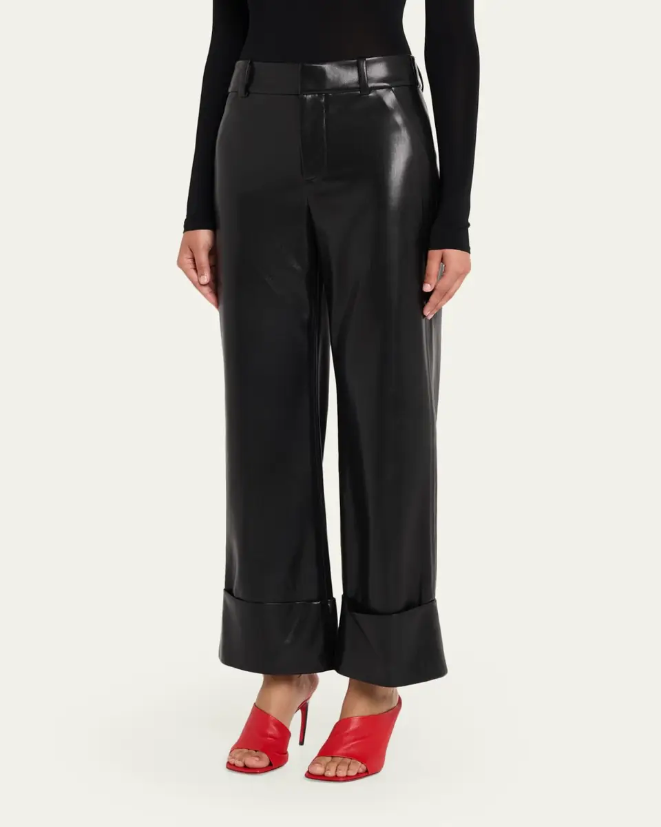 Alice + Olivia Alexander Vegan Leather Cuffed Pants | Thumbnail 4 Alice + Olivia Alexander Vegan Leather Cuffed Pants | Thumbnail 4