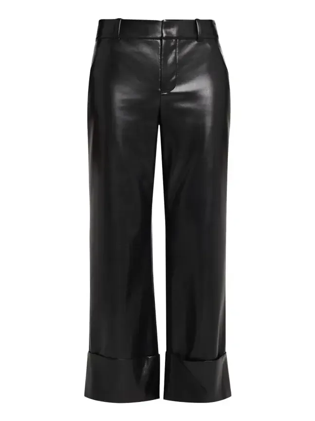 Alice + Olivia Alexander Vegan Leather Cuffed Pants
