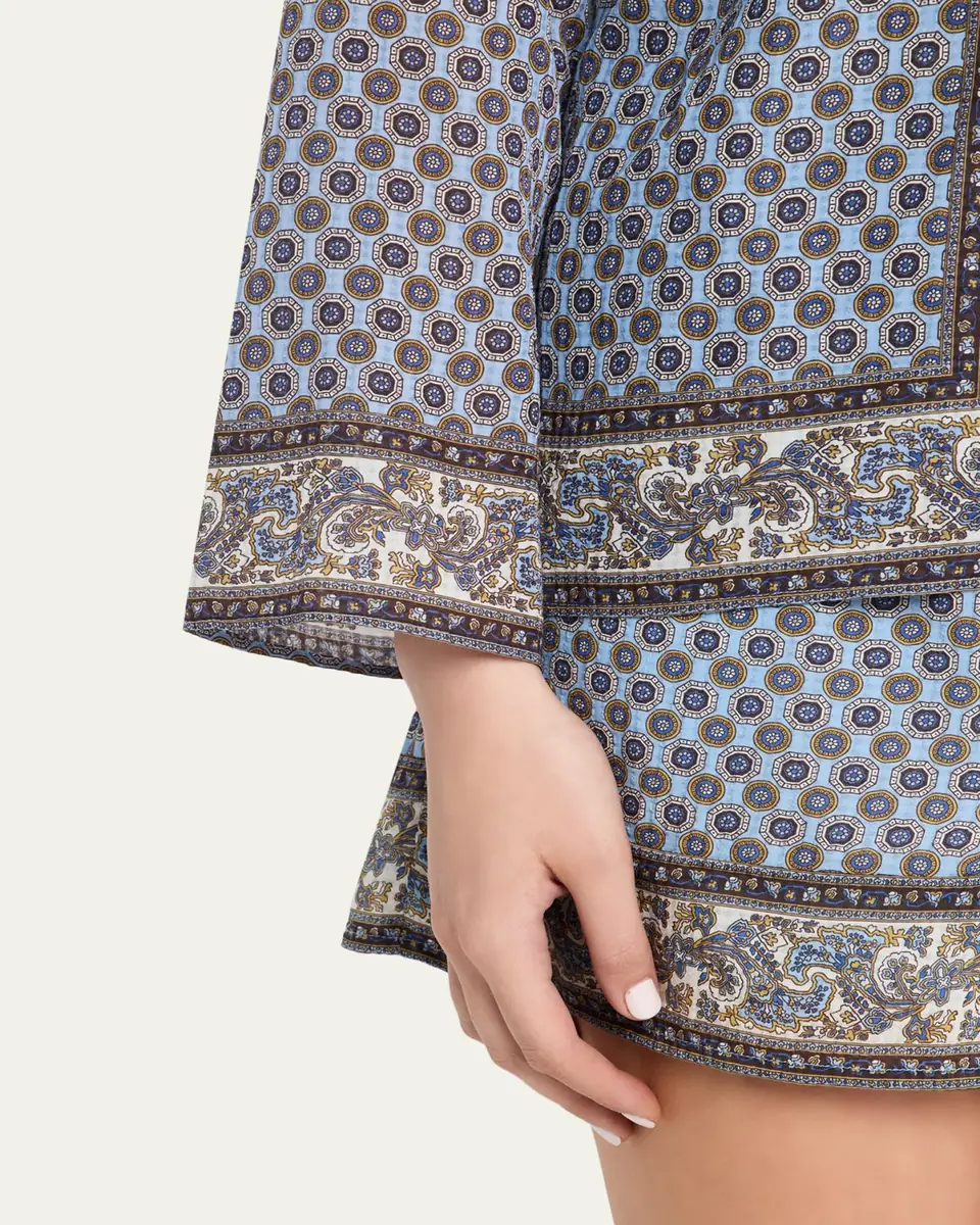 Veronica Beard Eva Scarf-Print Tie Blouse | Thumbnail 5