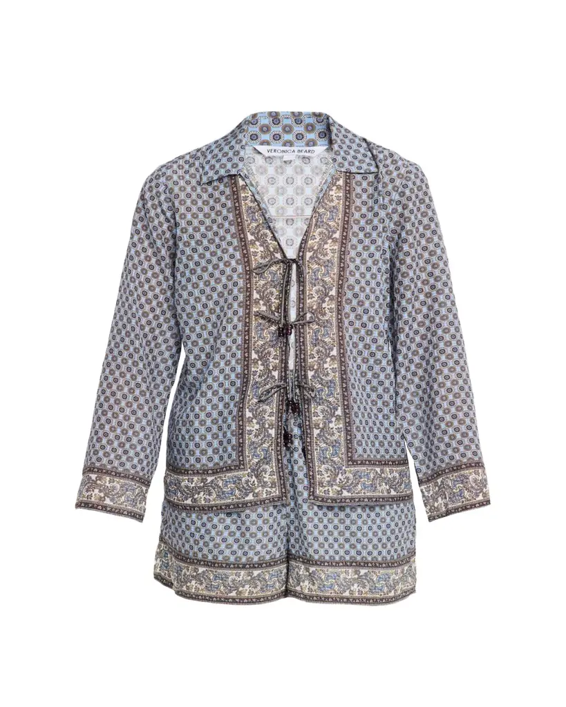 Veronica Beard Eva Scarf-Print Tie Blouse | Image 1 Veronica Beard Eva Scarf-Print Tie Blouse | Image 1