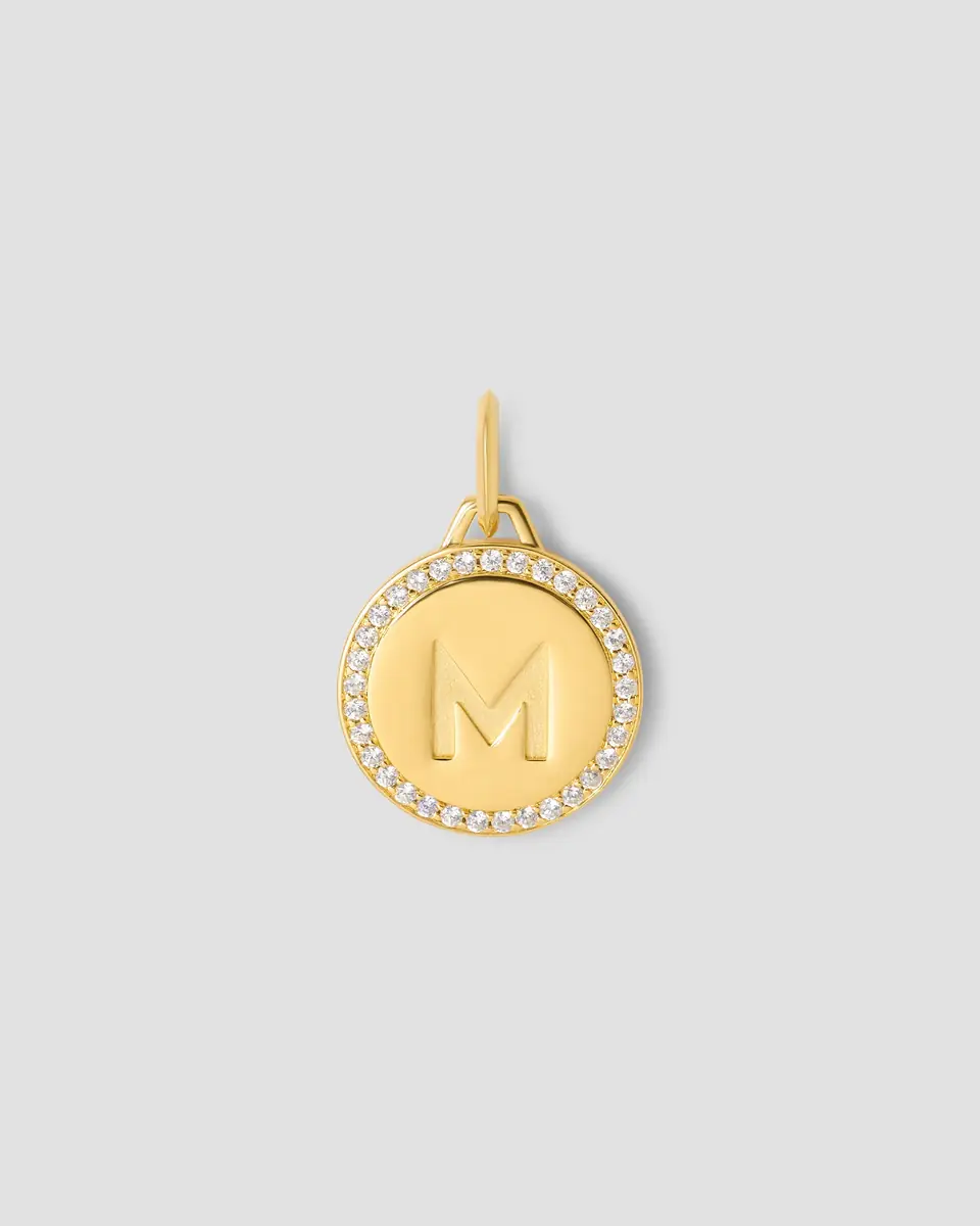 Jennifer Fisher Jennifer Fisher Personalized Small Luxe Circle Charm with Pavé White Diamonds 18K White Gold | Thumbnail 2 Jennifer Fisher Jennifer Fisher Personalized Small Luxe Circle Charm with Pavé White Diamonds 18K White Gold | Thumbnail 2
