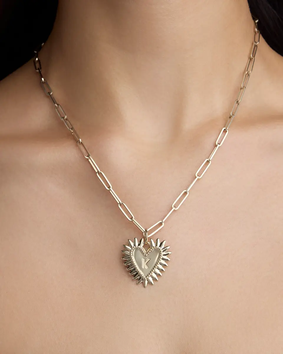 Personalized Medium Fierce Heart in 18K Yellow Gold