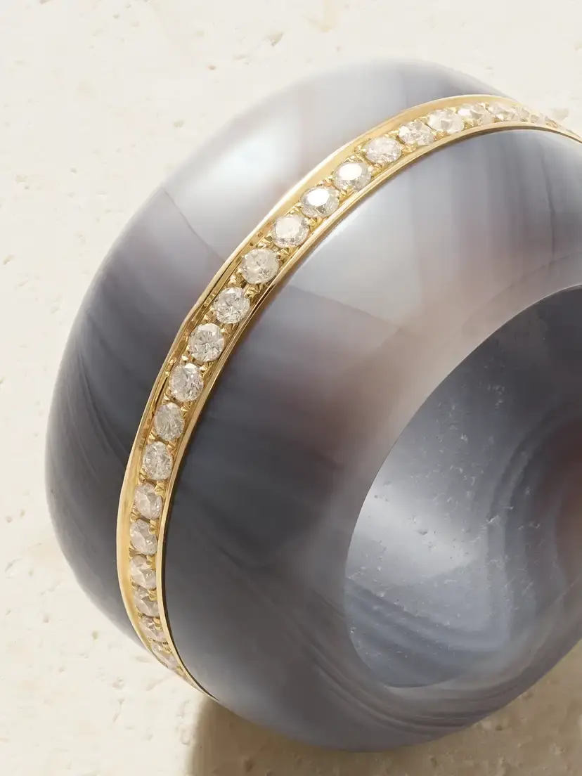 By Pariah Pebble 14-karat Recycled Gold, Agate And Diamond Ring - Brown | Thumbnail 3 By Pariah Pebble 14-karat Recycled Gold, Agate And Diamond Ring - Brown | Thumbnail 3