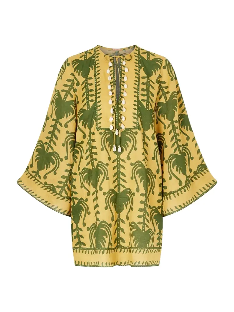 Johanna Ortiz Wild Savannah Shell-embellished Linen Mini Dress | Image 1 Johanna Ortiz Wild Savannah Shell-embellished Linen Mini Dress | Image 1