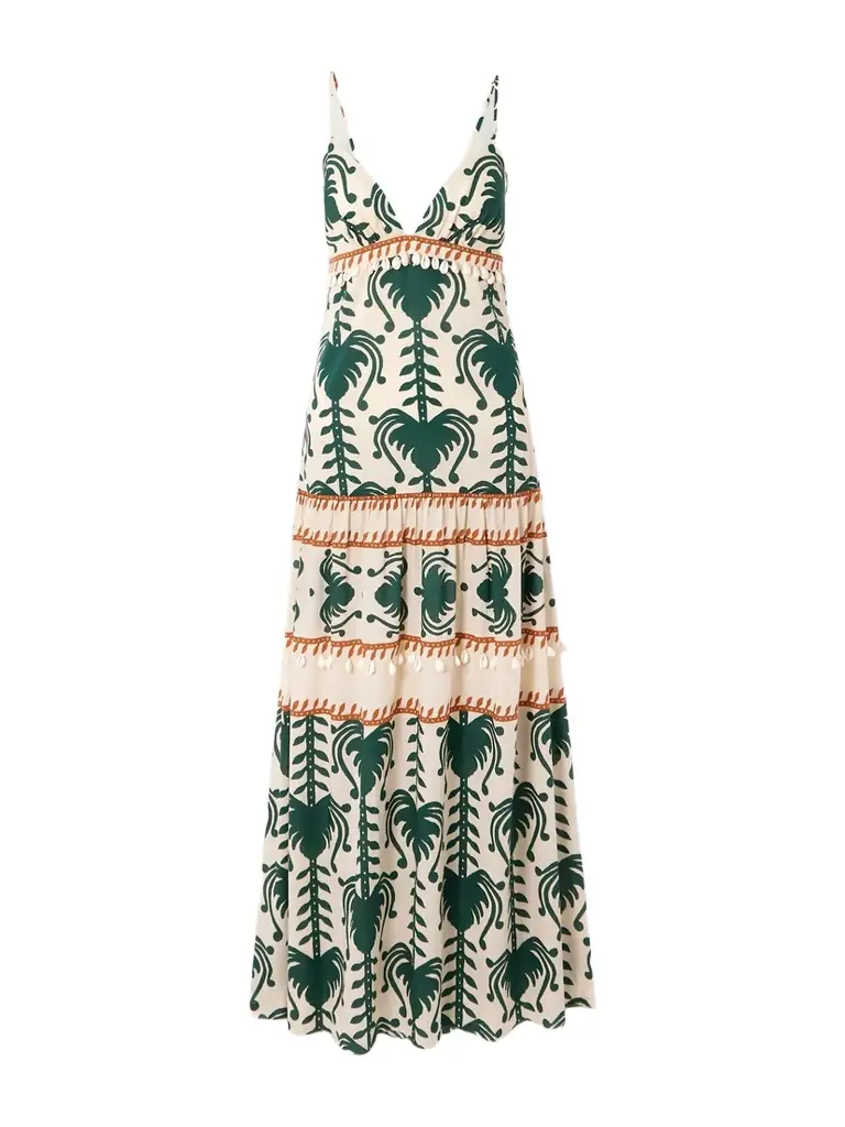 Johanna Ortiz Keeper Shell-embellished Printed Cotton-poplin Maxi Dress | Image 1 Johanna Ortiz Keeper Shell-embellished Printed Cotton-poplin Maxi Dress | Image 1